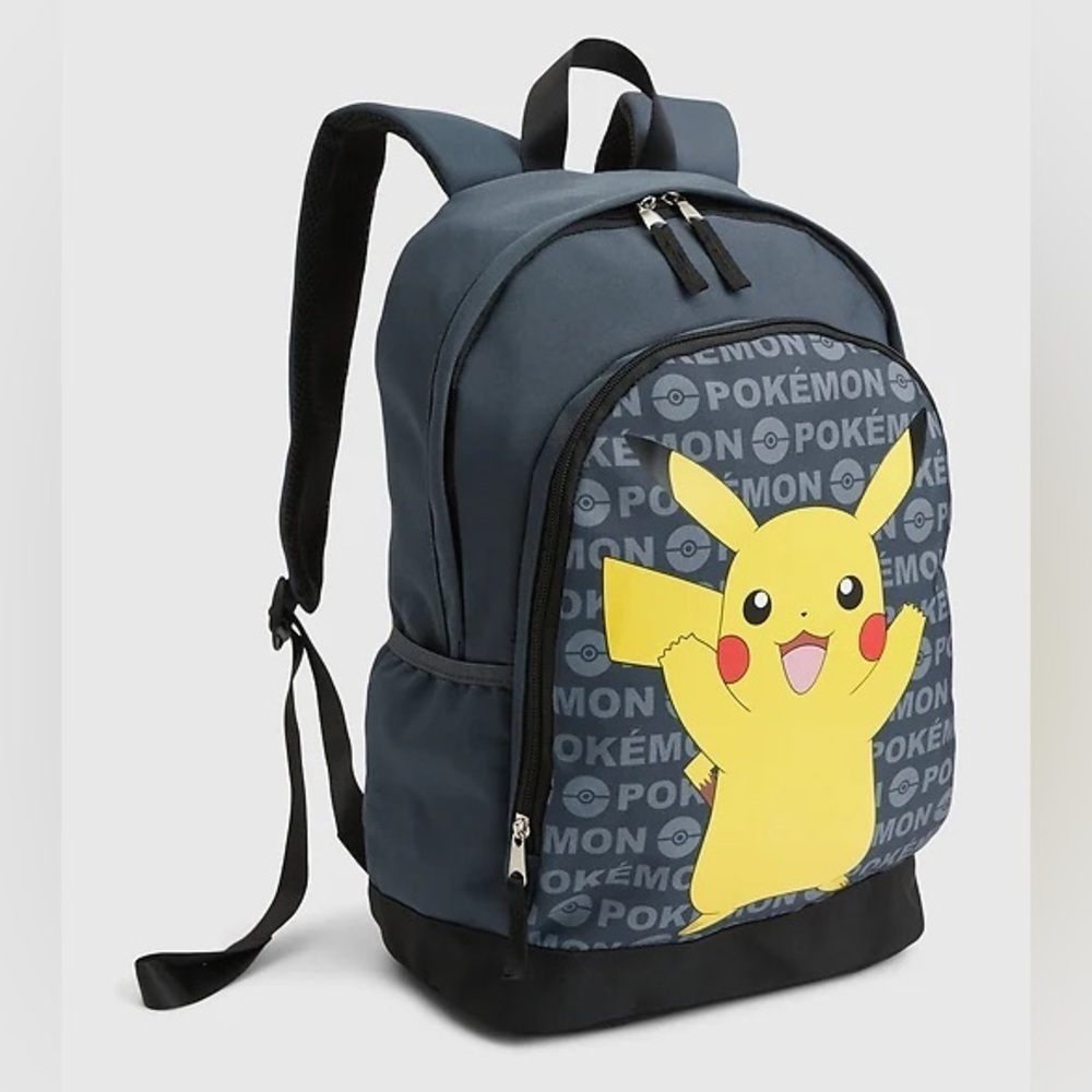 Recycled Pokemon Backpack Pikachu Grey Gray School